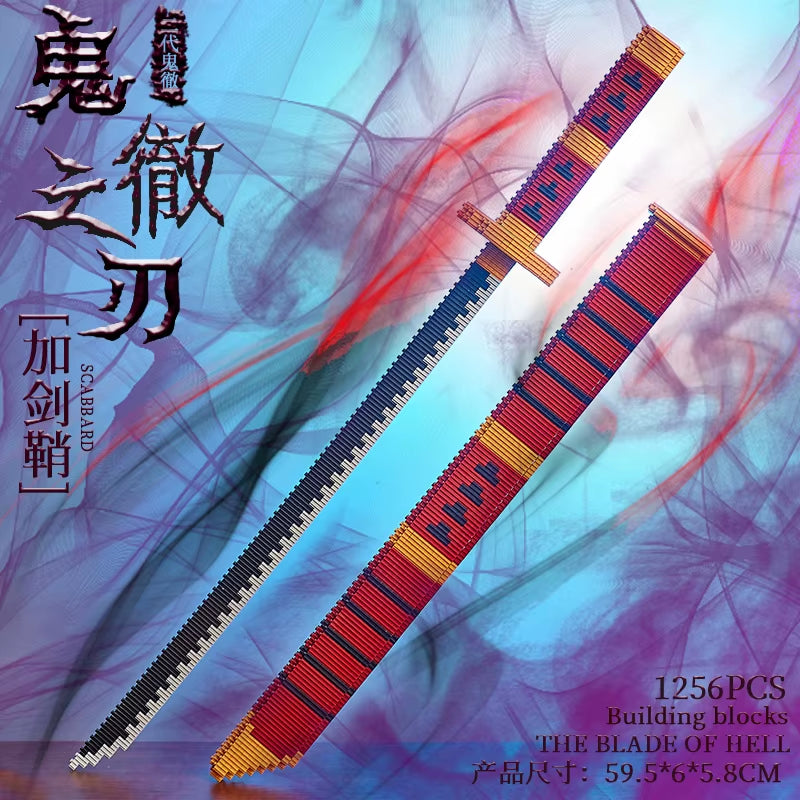 Animes Demon Yamato Swords Nichirin Knifes Blade Arms Equipage Accessories Game Model Toys Kids Kits Brick Building Block