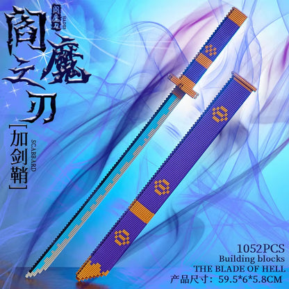 Animes Demon Yamato Swords Nichirin Knifes Blade Arms Equipage Accessories Game Model Toys Kids Kits Brick Building Block