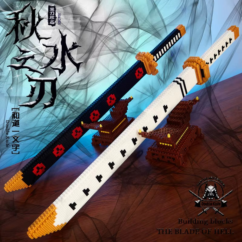 Animes Demon Yamato Swords Nichirin Knifes Blade Arms Equipage Accessories Game Model Toys Kids Kits Brick Building Block